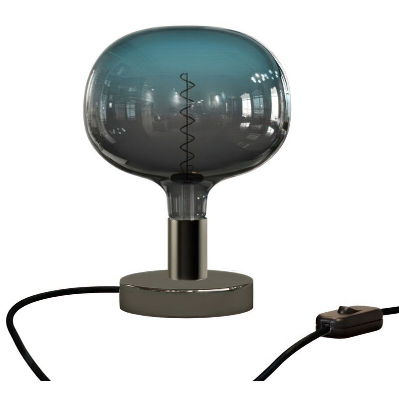 Image of Lampada da tavolo Posaluce Cobble in metallo Nero perla - Interruttore - Nero perla