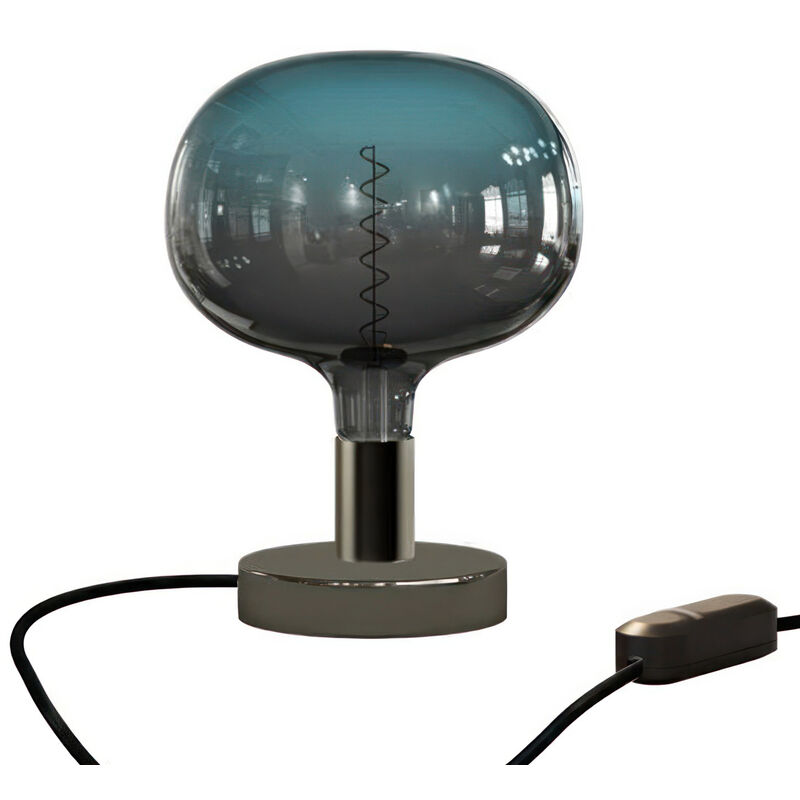 Image of Lampada da tavolo Posaluce Cobble in metallo Nero perla - Dimmer - Nero perla