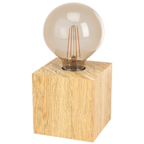 Lampada da tavolo Prestwick 2 marrone legno E27 1x40W L: 9,5 cm B: 9,5 cm H: 9,5 cm con interruttore del cavo