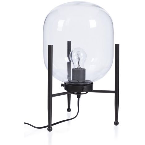 Lampada da tavolo "Queer" in acciaio e vetro h 38 cm