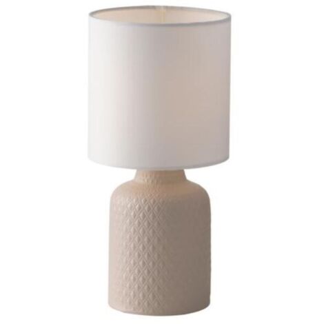 "Lampada da tavolo RAVELLO in ceramica tortora con paralume in tessuto"