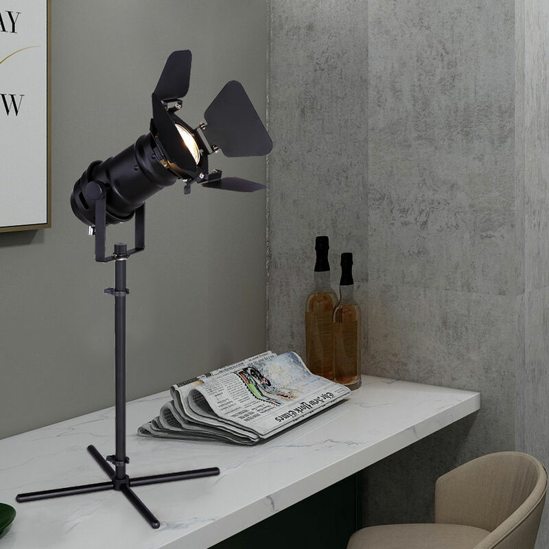 Image of Lampada da tavolo regolabile lampada da comodino camera da letto lampada da lettura tavolo nero, metallo, 1 attacco GU10, LxPxA 27,5x24x48,5 cm