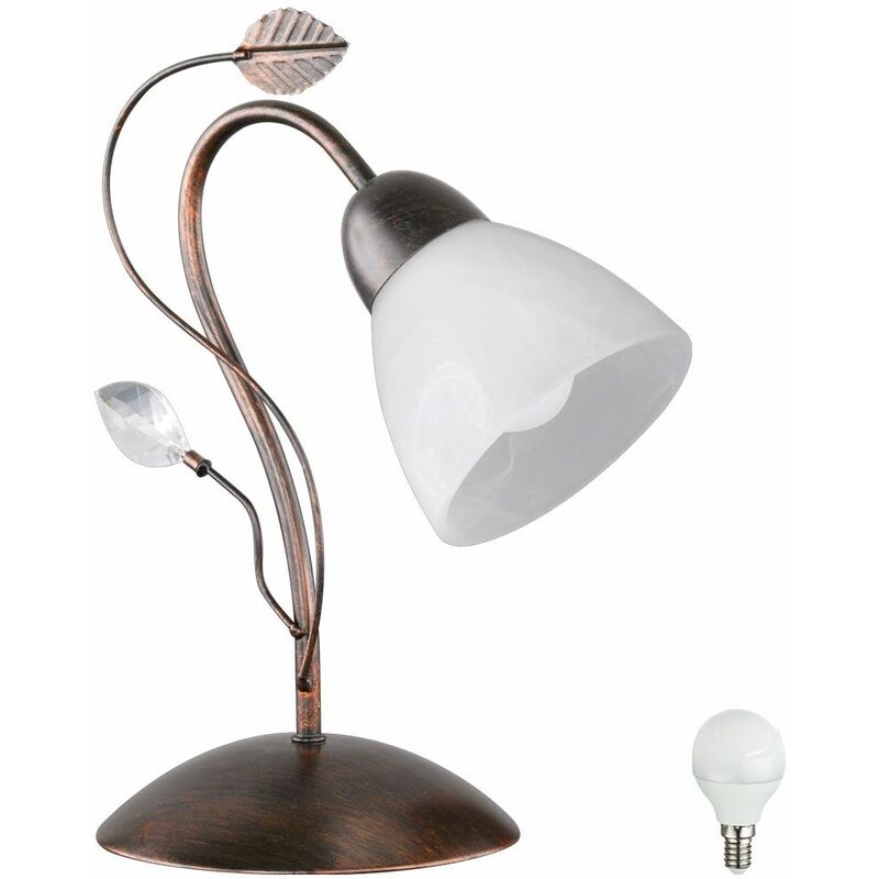 Image of Etc-shop - Lampada da tavolo lampada da soggiorno in metallo cristallo bianco color ruggine in un set comprensivo di lampadine a led