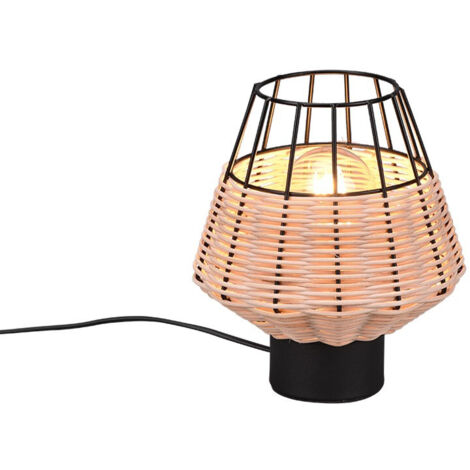 Lampada da tavolo, reticolo rattan, naturale, 17,5x20x17,5 cm, Borka