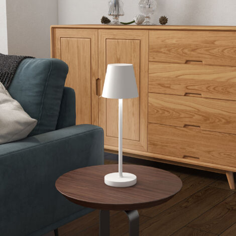Lampada da tavolo ricaricabile USB, 3 colori di luce, lampada da comodino portatile con interruttore touch, metallo, bianco