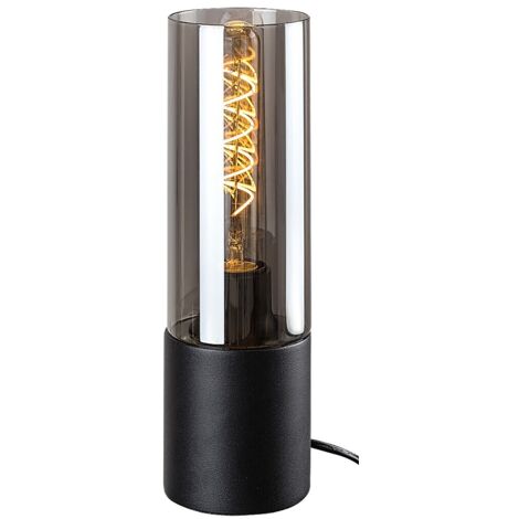 Lampada da tavolo ronno metallo nero vetro tintato E27 1 x max.25W B: 29,5 cm Ø9 cm