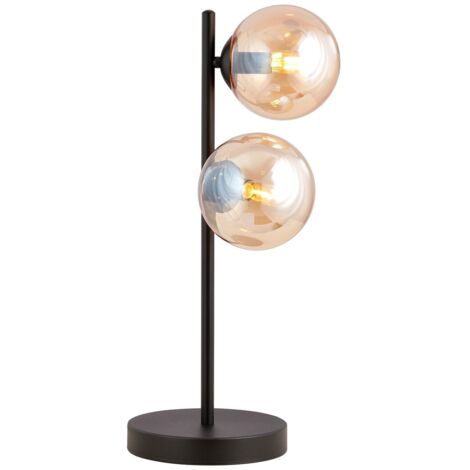 Lampada da tavolo ROSSI nera/miele vetro 2xE14 Emibig