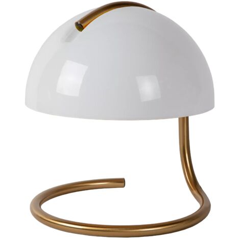 Lampada da tavolo rotonda bianca oro E27 Lucide Cato