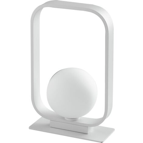 "Lampada da tavolo ROXY in alluminio e vetro bianco satinato"