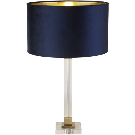 Lampada da tavolo Scarborough - Cristallo, metallo ottone e velluto blu navy
