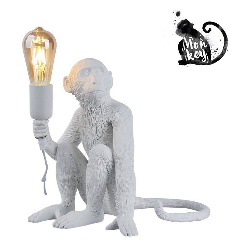 Image of Barcelona Led - Lampada scimmia in resina Rila - Bianco