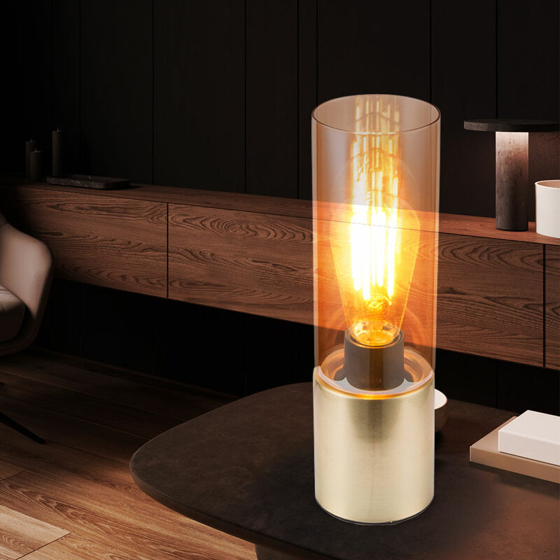 Image of Etc-shop - Lampade da tavolo, soggiorno, lampada da comodino, lampada da lettura, interruttore touch, paralume in vetro, lampada da tavolo in ottone,