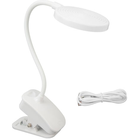 Lampada da tavolo/scrivania a LED pieghevole USB con clip e protezione per gli occhi, lampada da lettura da 5 V per camera da letto o ufficio, interruttore touch e regolazione continua della luminosit
