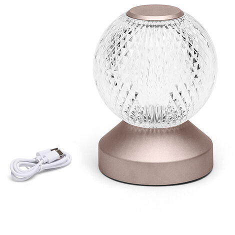 LAMPADA DA TAVOLO SCRIVANIA ABAT JOUR TRASPARENTE 1W DIMMER TOUCH ROTONDA USB
