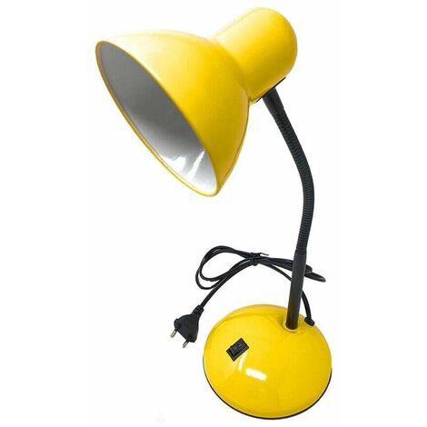 Lampada Da Tavolo Scrivania Braccio Snodabile Lumetto Porta Lampadina E27 Giallo