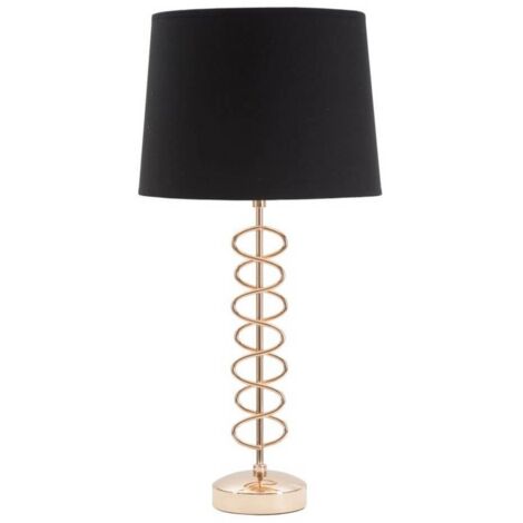 Lampada da tavolo, scrivania in metallo oro e tessuto nero 30x61,5cm Spiraly