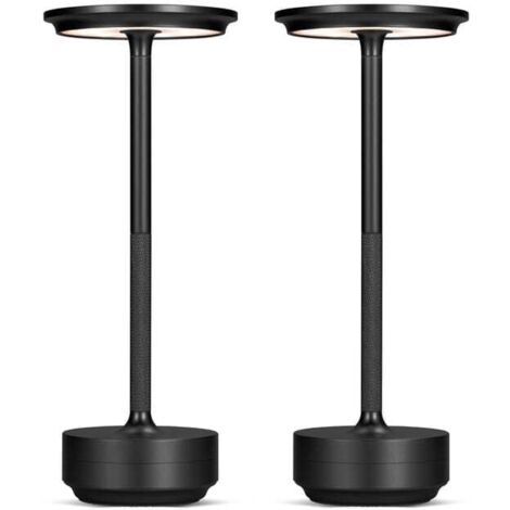 Lampada da tavolo senza fili, lampada da scrivania ricaricabile, lampada da bar portatile per esterni, dimmerabile in 3 colori (nero)