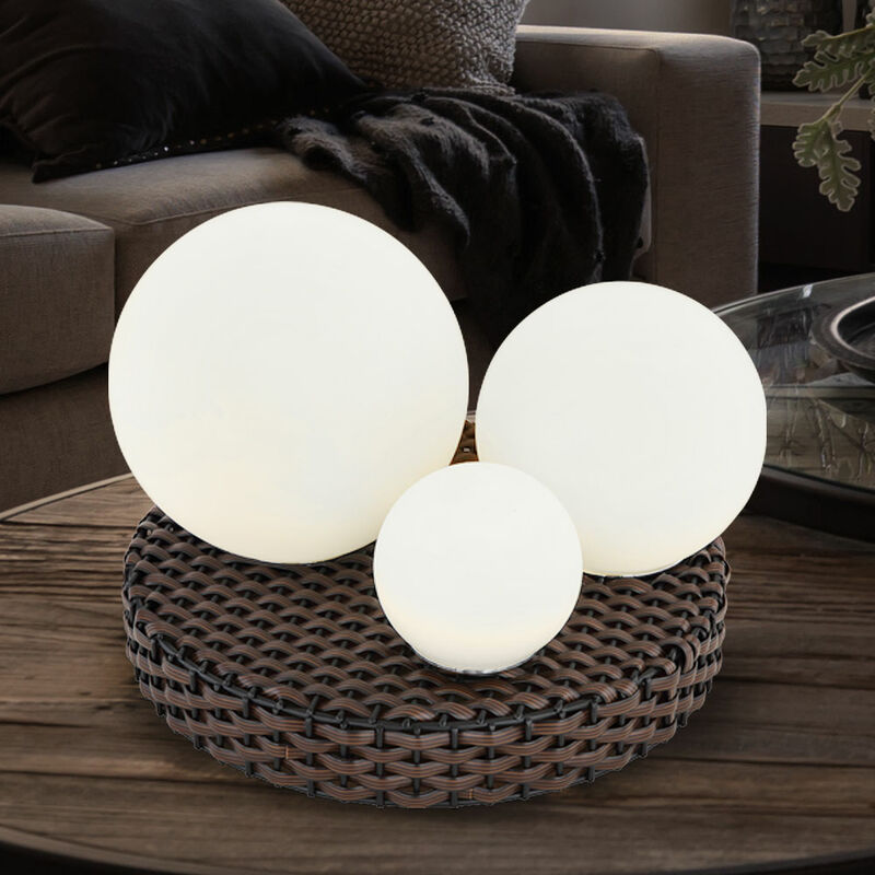 Image of Etc-shop - Lampada da tavolo sfera di vetro lampada rattan lampada da comodino sfera rotonda lampade soggiorno satinato con interruttore a cavo,