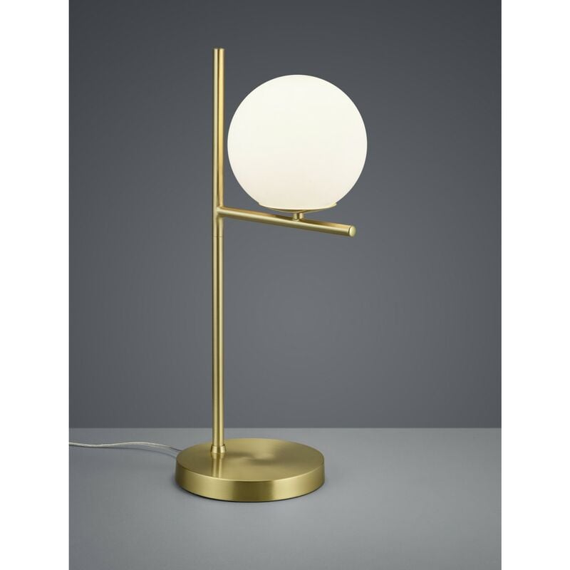 Image of Lampada da Tavolo Sfera Vetro Bianco Ottone 1xE14