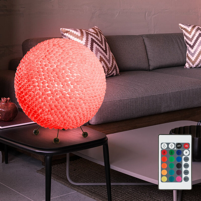 Image of Etc-shop - Lampada da tavolo shell soggiorno palla telecomando dimmerabile bianco in un set che include sorgente luminosa led rgb