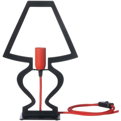 Lampada da tavolo Silhouette Ø22x33 cm Ferro traforato Nero Design decorativo moderno Made in Italy Attacco E14 Complemento arredo elegante