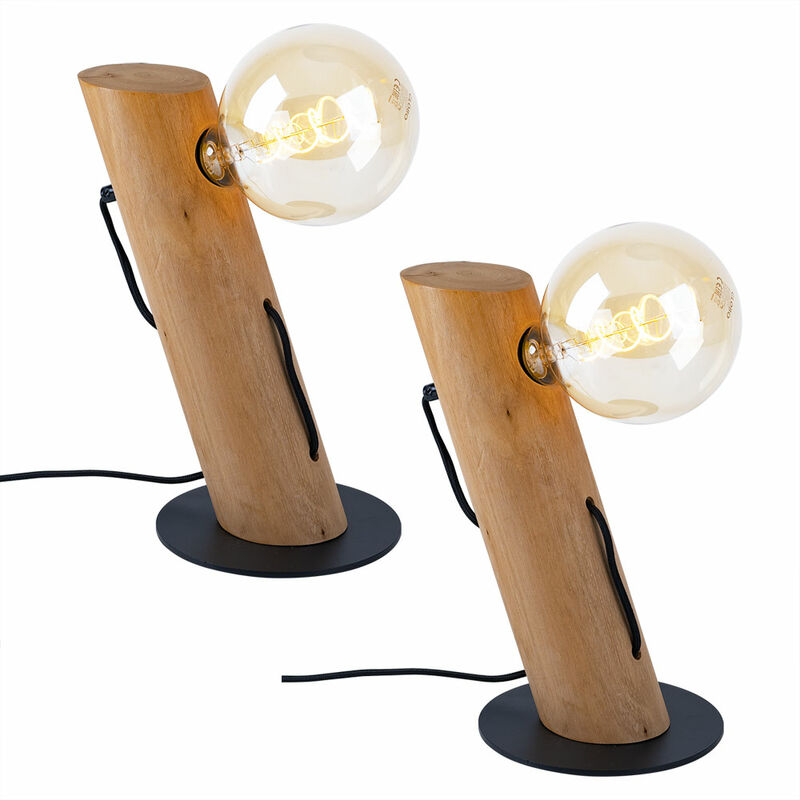 Image of Lampada da tavolo, soggiorno, lampada in legno, lampada da comodino, lampada da comodino, casa di campagna, interruttore a cavo, eucalipto in