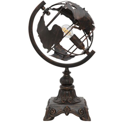 Lampada da tavolo stile mappamondo in metallo per interni