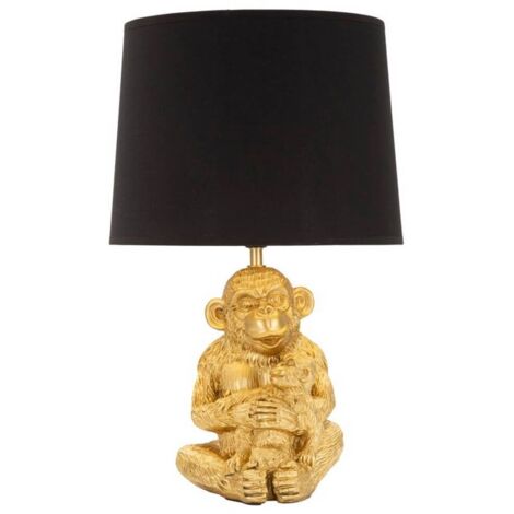 Lampada da tavolo struttura in poliresina e metallo color oro per interni -Mamma scimmia