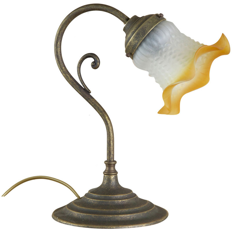 Image of Biscottini - lampada da scrivania vintage Made in Italy lampada da scrivania in ottone 28x22x15cm Lampada da tavolo vintage paralume in vetro