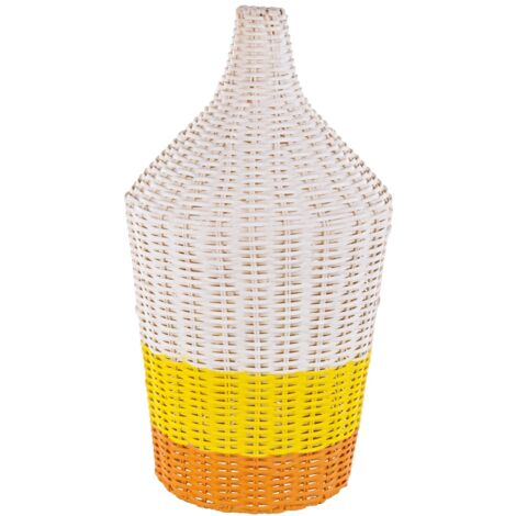 Lampada da tavolo "Sun Rattan" giallo-arancio in metallo e rattan