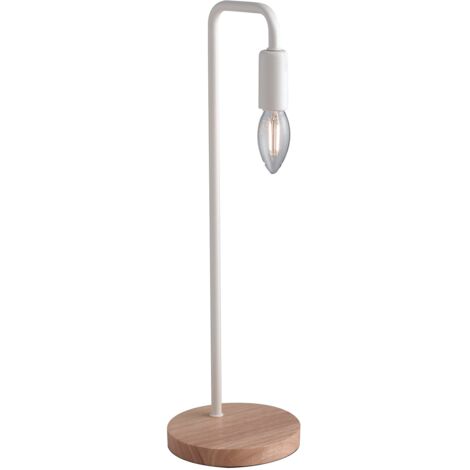 "Lampada da tavolo SUSHI in metallo bianco con base in legno"