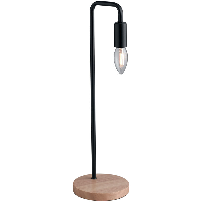 Image of Luce Ambiente E Design - Lampada da tavolo sushi in metallo nero con base in legno - Nero