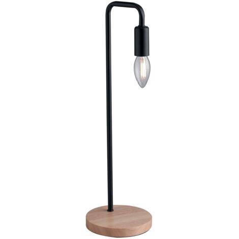 "Lampada da tavolo SUSHI in metallo nero con base in legno"