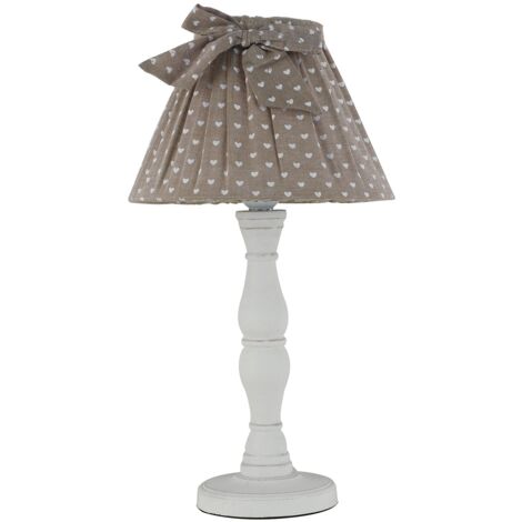 "Lampada da tavolo SWEET in legno bianco con paralume in tessuto"
