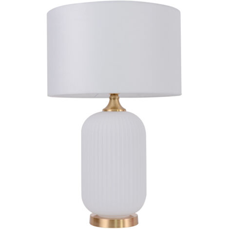 Lampada da tavolo Tamiza bianco oro ceramica E27 Prestige