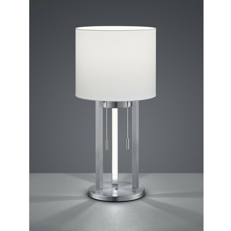 Lampada da Tavolo Tandori Nichel Paralume Bianco