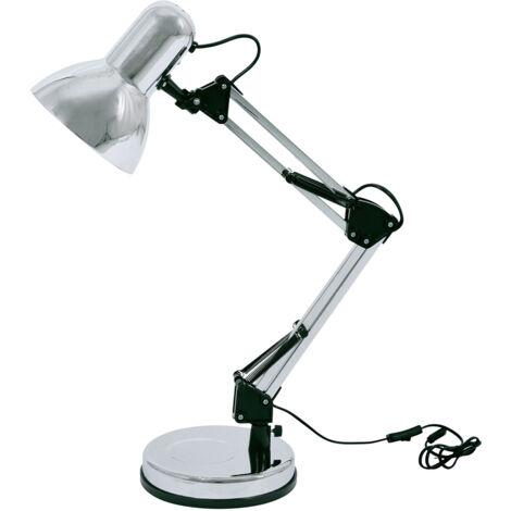 Lampada da tavolo tecnica Cosmo cromata nera E27 Kaja
