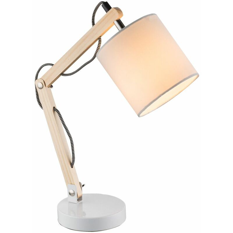 Image of Lampada da tavolo lampada da tavolo lampada da comodino lampada da lettura lampada, spot mobile, legno bianco naturale, 1x RGB LED 3.5W 320Lm bianco