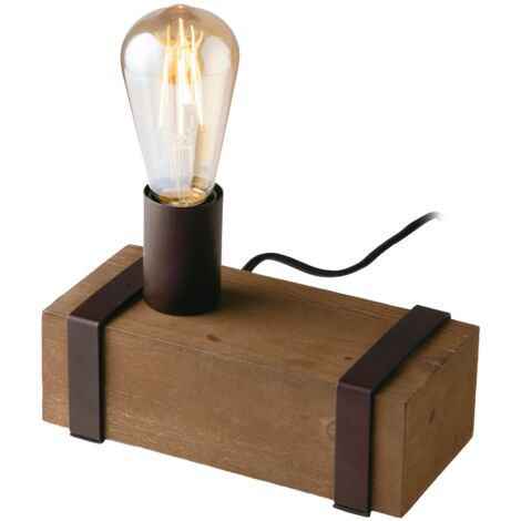 "Lampada da tavolo TEXAS in legno e metallo moro"