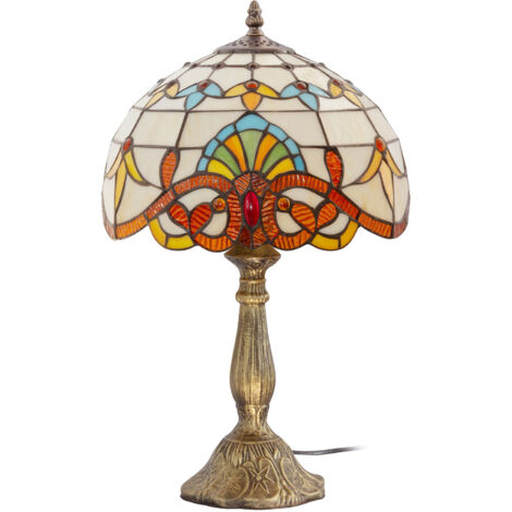 Lampada da Tavolo Tiffany - Lampada da Salotto - Vintage Multicolore - Vetro, Resina