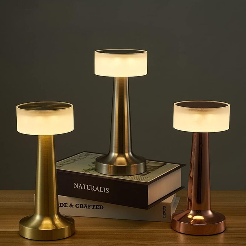 Image of Zencocco - lampada da tavolo touch led ricaricabile usb luce decorativa 3 colori senza fili bronzo