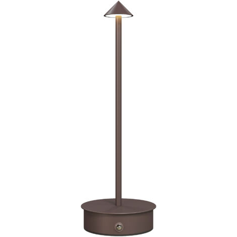Lampada da Tavolo Touch Luce Led 3 Tonalità Ricaricabile con USB in Acciaio Caffè