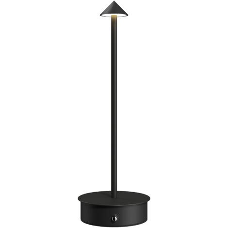 Lampada da Tavolo Touch Luce Led 3 Tonalità Ricaricabile con USB in Acciaio Nero