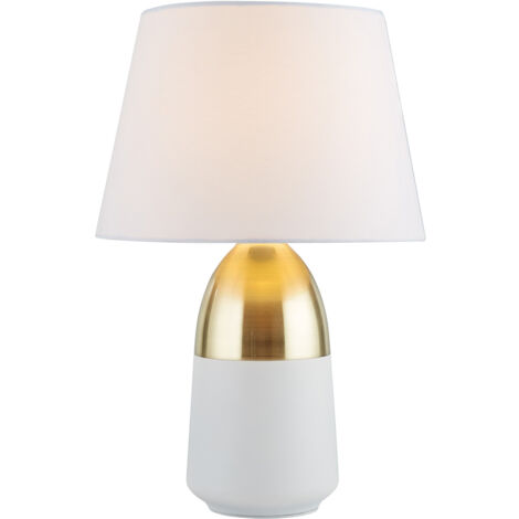 Lampada da tavolo Touch - Ottone spazzolato e paralume avorio