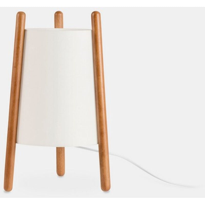 Lampada da tavolo treppiede leds C4 Woody in legno di quercia, beige E27