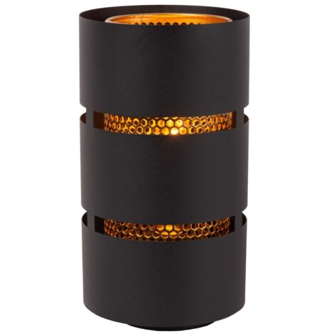 Lampada da tavolo tubo metallo nera oro E27 Rosas Lucide