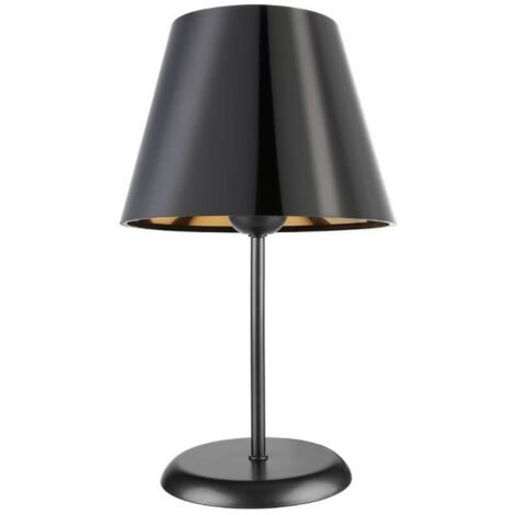 Lampada da tavolo Verda  in metallo e paralume tessuto nero