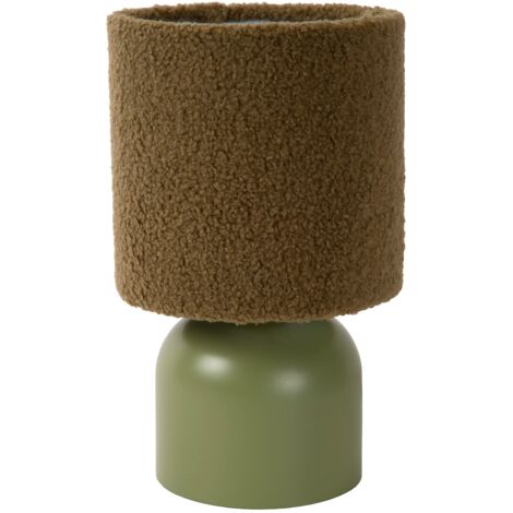Lampada da tavolo verde/marrone cotone E14 Woolly Lucide