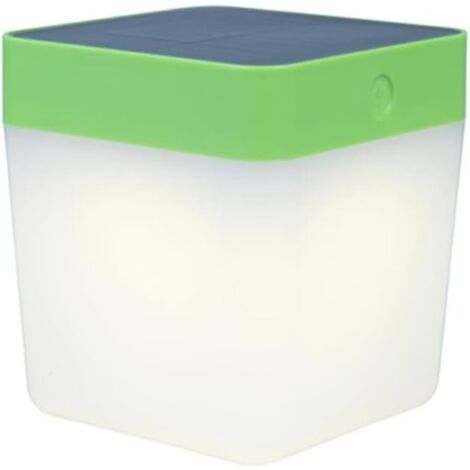Lampada da Tavolo Verde TABLE CUBE, LED Integrato, 1W, 100 lumen, 3000K, IP44, SOLARE, Classe III