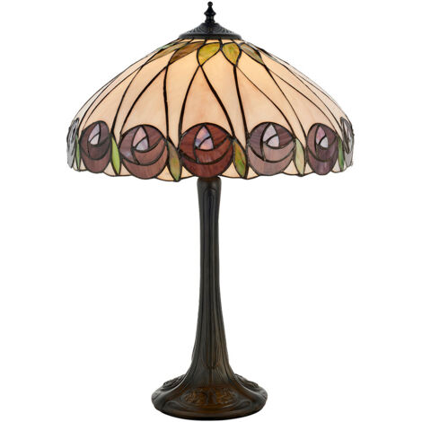 Lampada da tavolo vetrata Tiffany HUTCHINSON rose E27 60W